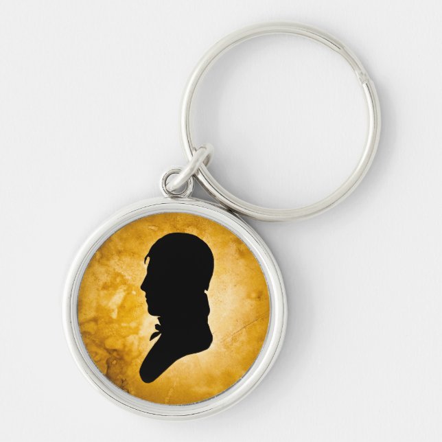 "Mina Silhouette på Guld"-nyckelkedja Rund Silverfärgad Nyckelring (Framsidan)