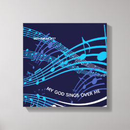 Mina Sjungor över mig Zephaniah 3:17 Blue Music Canvastryck