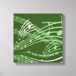 Mina Sjungor över mig Zephaniah 3:17 Grönt Music Canvastryck