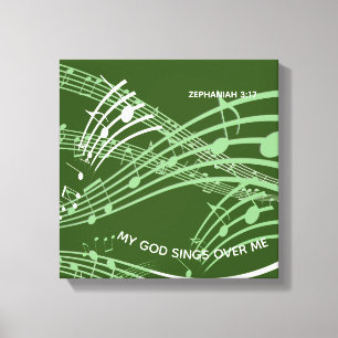 Mina Sjungor över mig Zephaniah 3:17 Grönt Music Canvastryck