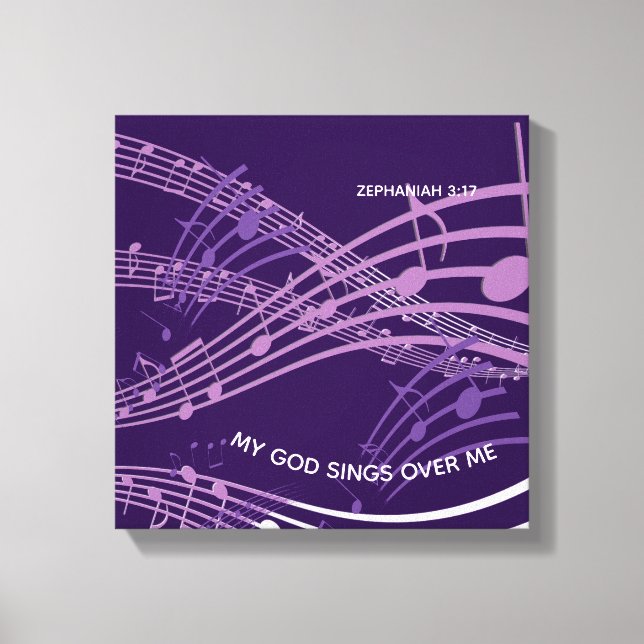 Mina Sjungor över mig Zephaniah 3:17 Lila Music Canvastryck (Framsida)