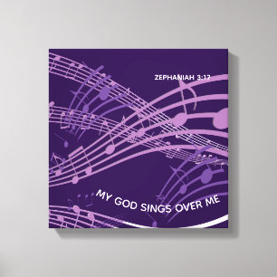 Mina Sjungor över mig Zephaniah 3:17 Lila Music Canvastryck