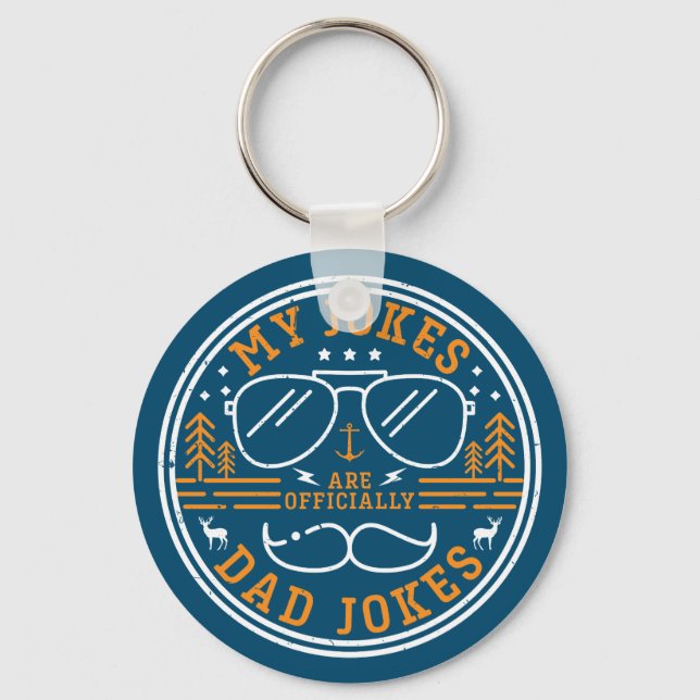 Mina skämt är officiellt Pappa Jokes Funny Ny papp Nyckelring (Framsida)