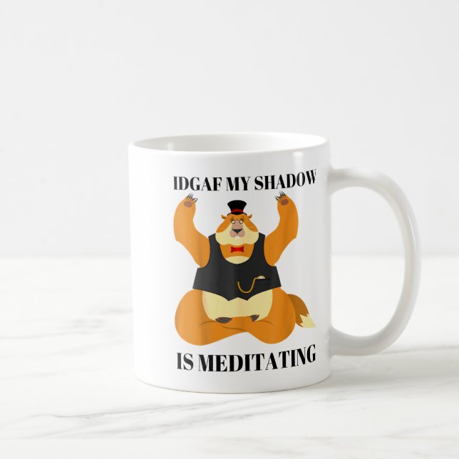 Mina skuggor mediterar rolig Groundhog Day Kaffemugg (Höger)