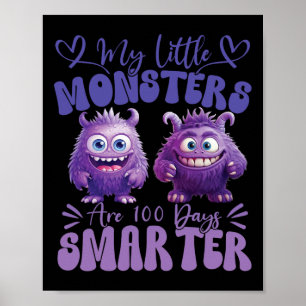 Mina små monster är 100 dagar smartare Cute Fluff Poster