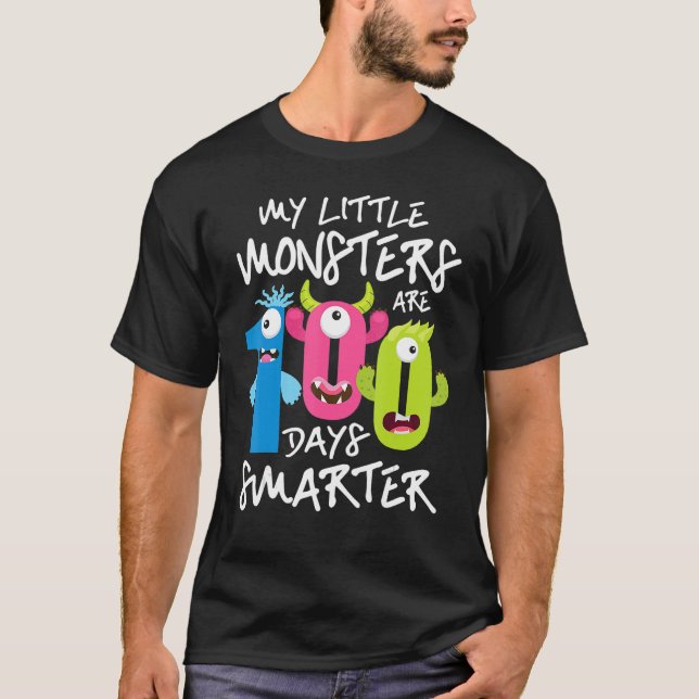 Mina små monster är 100 dagar smartare t shirt (Framsida)