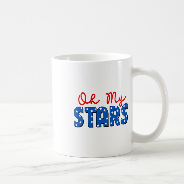 Mina stjärnor 4:e juli, självständighetsminnesdage kaffemugg (Höger)