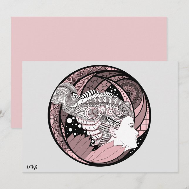 Mina tankar. Abstrakt konst. Grafik Inbjudningar (Fram/baksida)