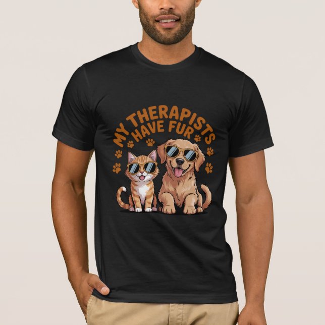 Mina terapeuter har Päls Funny Pet Shirt T (Framsida)