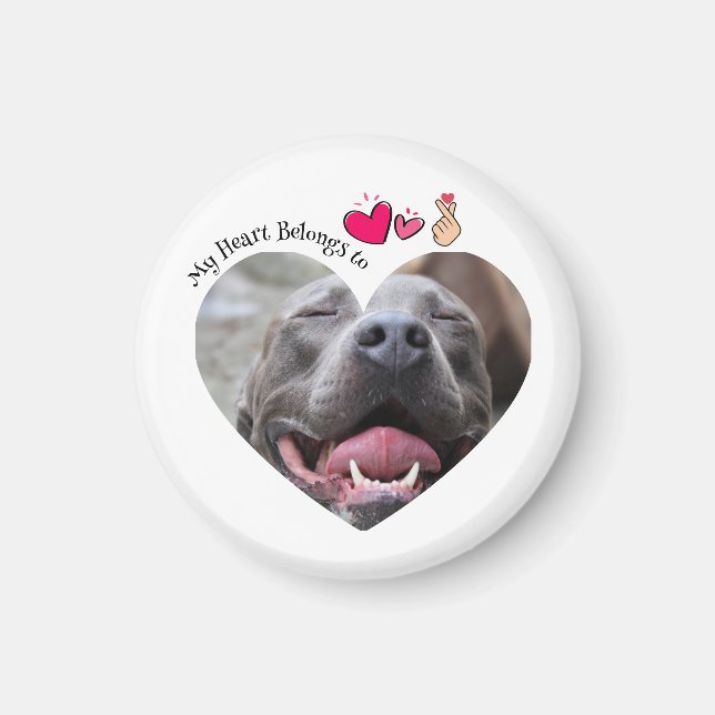 Mina Tillhör på Pitbull-hund anpassningsbar-foto Magnet (Framsidan)
