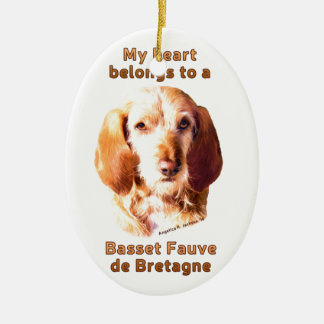 Mina Tillhör till en Basset Fauve de Bretagne Julgransprydnad Keramik
