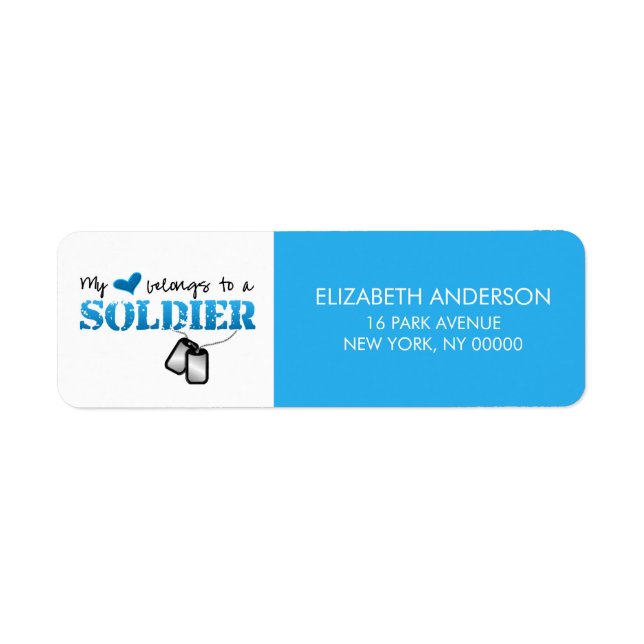 Mina Tillhör till en soldat Returadress Etikett (Framsidan)