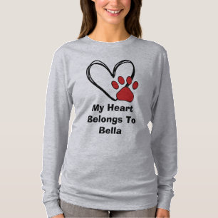 Mina Tillhör till HUND NAMN Paw-utskrift i Mamma T Shirt