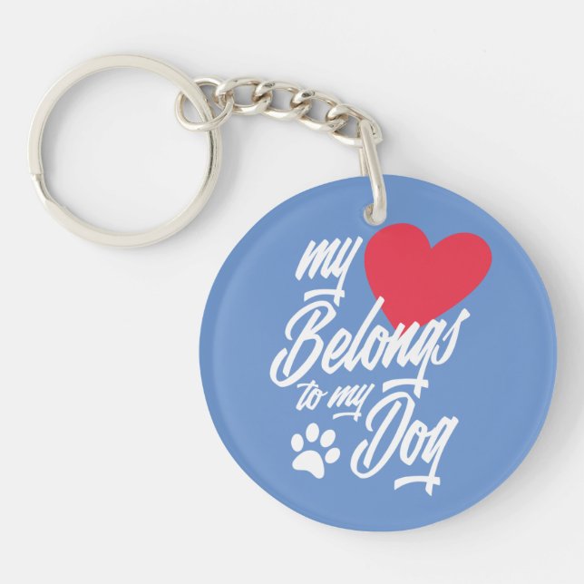 Mina Tillhör till min Hund Valentine | Nyckelkedja (Framsidan)