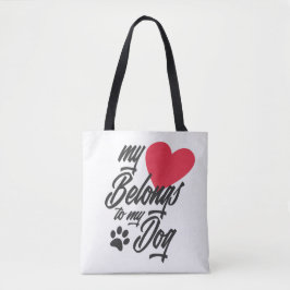 Mina Tillhör till min Hund Valentine | Tote Bag Tygkasse