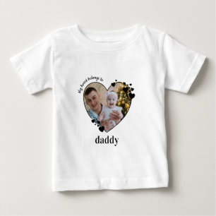 Mina Tillhör till pappa Personlig Baby Photo T Shirt