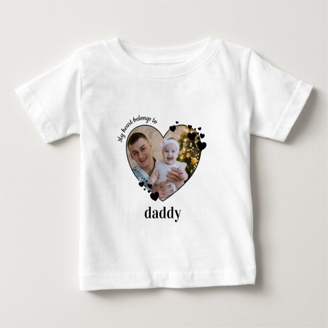 Mina Tillhör till pappa Personlig Baby Photo T Shirt (Framsida)