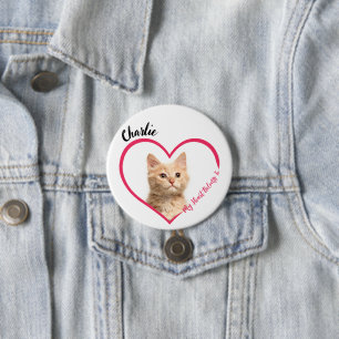 Mina Tillhör till Personlig Cat Photo & Namn Knapp