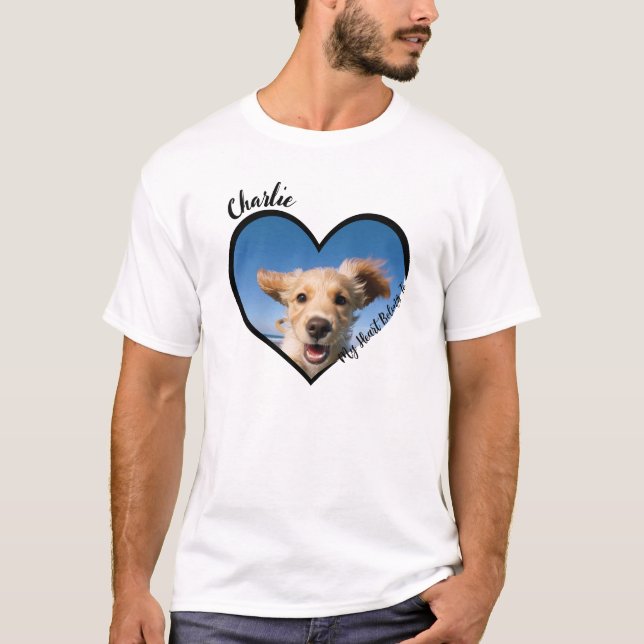 Mina Tillhör till Personlig Hund Photo & Namn T Shirt (Framsida)