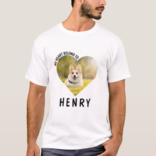Mina Tillhör till Personlig Hund Photo T Shirt (Framsida)