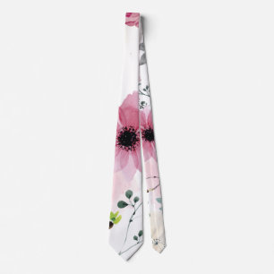 Mina trädgårdsblommor (vattenfärgsteknik) slips