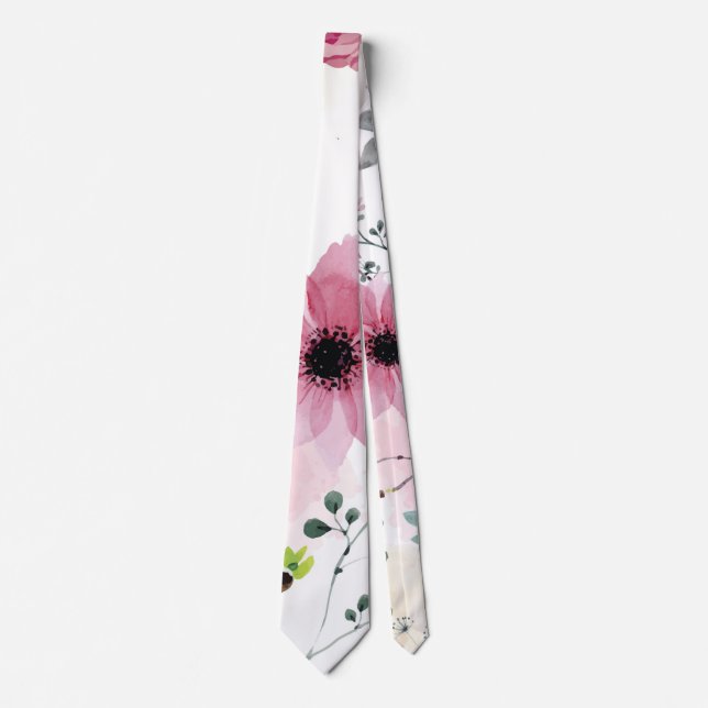 Mina trädgårdsblommor (vattenfärgsteknik) slips (Framsida)