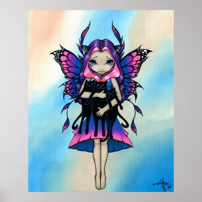 Mina tre Kattunge-utskrifter av svart kattart Poster (Framsidan)