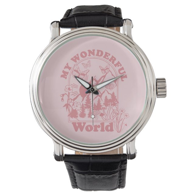 Mina underbara World Retro Flowers Armbandsur (Framsida)