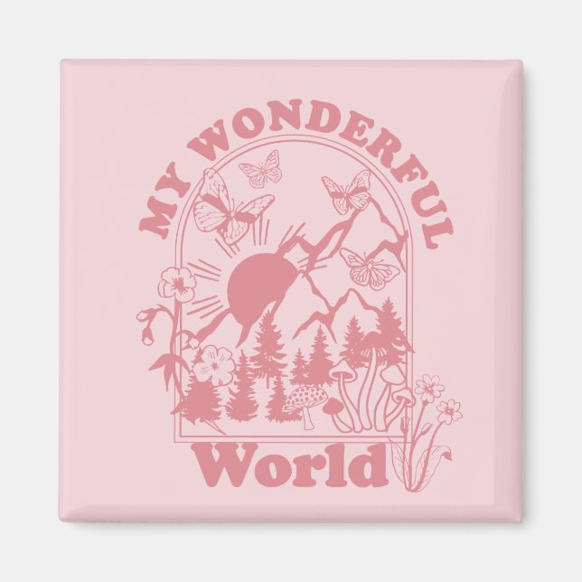 Mina underbara World Retro Flowers Magnet (Framsidan)