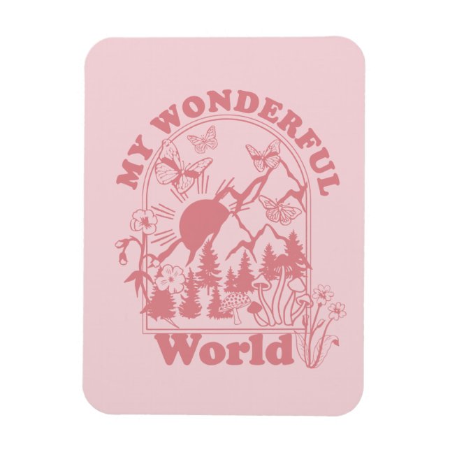 Mina underbara World Retro Flowers Magnet (Vertikal)