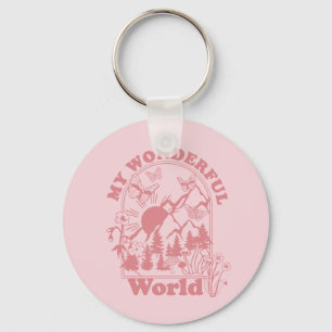 Mina underbara World Retro Flowers Nyckelring