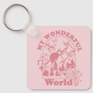Mina underbara World Retro Flowers Nyckelring