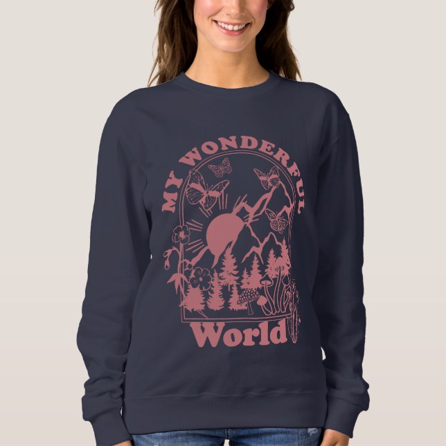 Mina underbara World Retro Flowers T Shirt (Framsida)