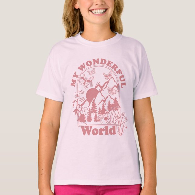 Mina underbara World Retro Flowers T Shirt (Framsida)