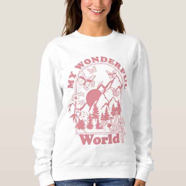 Mina underbara World Retro Flowers T Shirt (Framsida)