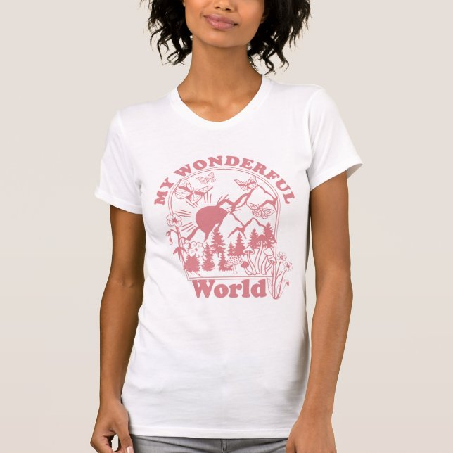 Mina underbara World Retro Flowers T Shirt (Framsida)