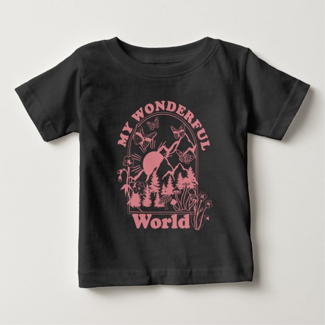 Mina underbara World Retro Flowers T Shirt (Framsida)