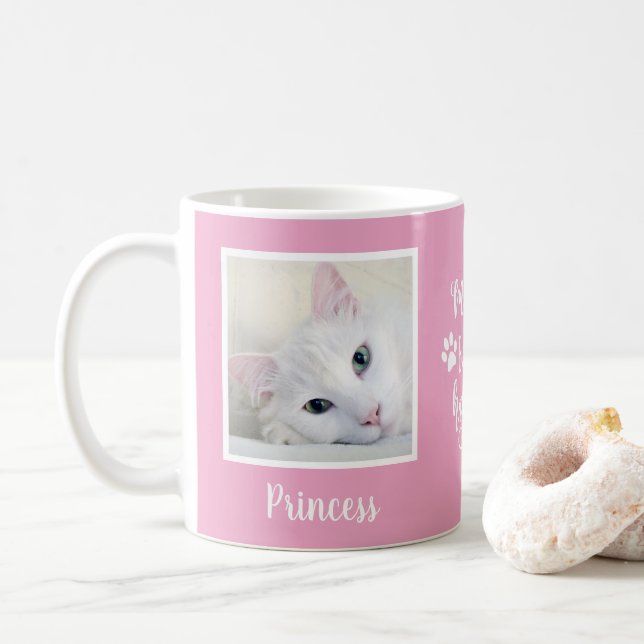 Mina ungar har tassfotograf rosa kaffemugg (Med munk)