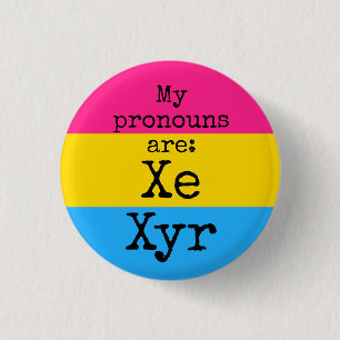 Mina uttalanden är: Xe Xyr - Pansexual flagga Knapp