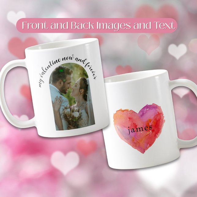 Mina Valentine Photo Romantic Heart Mugg (Romantic Newlywed Valentine’s Day Photo Heart Mug)