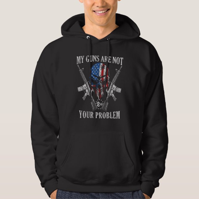 Mina vapen är inte ditt problem AR15 American Flag Hoodie (Framsida)