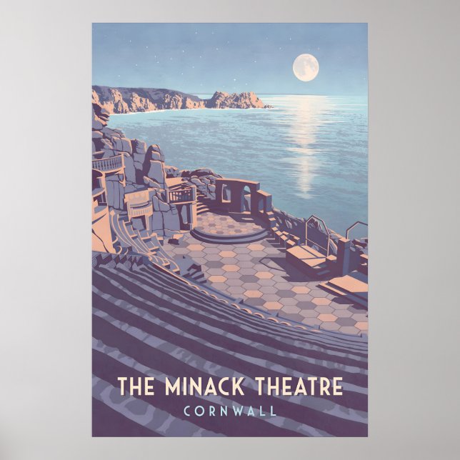 Minack Theatre Cornwall Resemålning Affisch (Framsidan)