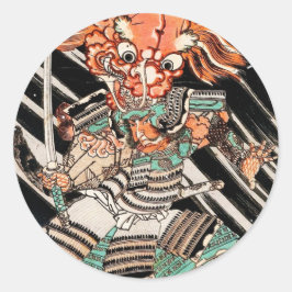 Minamoto Yorimitsu Kuniyoshi Utagawa hjälte art Runt Klistermärke