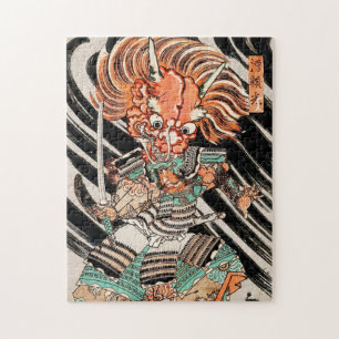 Minamoto Yorimitsu Utagawa hjälte samurai demon Pussel