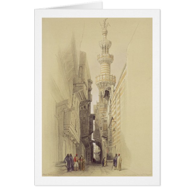 "Minaret of the Mosque of El Rhamree, Kairo, fr. Hälsningskort (Framsidan)