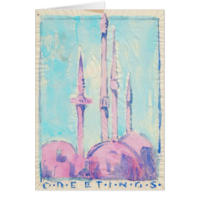 Minarets, Färg Overlay Tissue Hälsningskort (Framsidan)