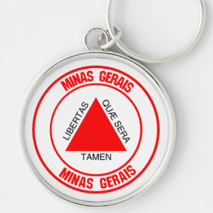 Minas Gerais Round Emblem Rund Silverfärgad Nyckelring