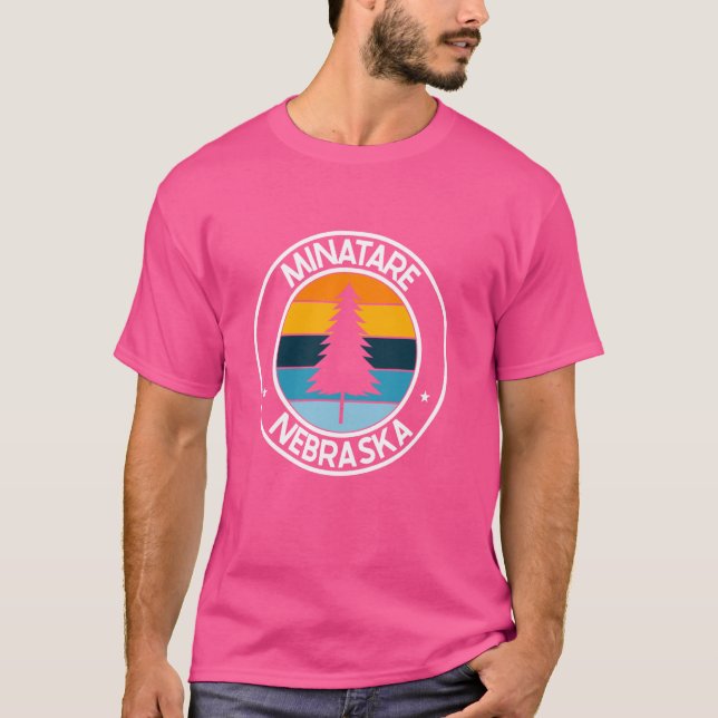 Minatare Nebraska NE USA City Pride Retro Sunset T Shirt (Framsida)