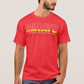 Minato Förnamn Rolig Vintage Solnedgång Minato ret T Shirt