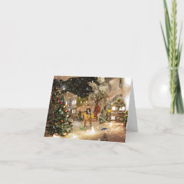 Minature Snowy Village jul-Helgdag-kort Helgkort